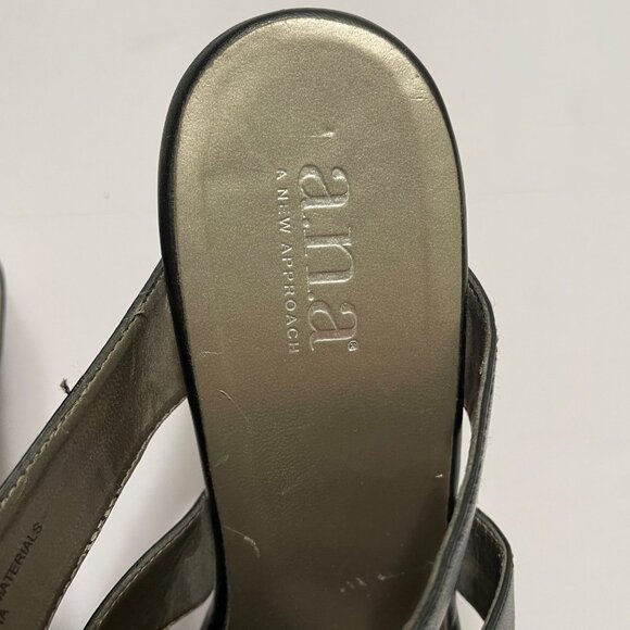 Womens Black Cork Wedge Sandals With Strappy Design By A.N.A. Size 8M - Picture 8 of 9